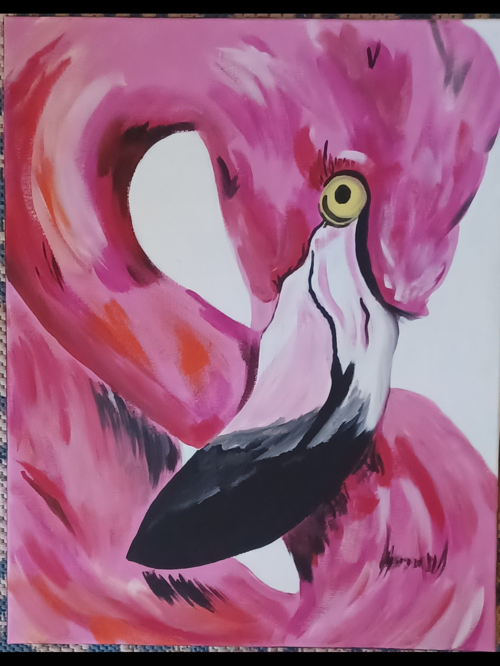 Original Acrylic Pink Flamingo Bird Art- Pets Bird